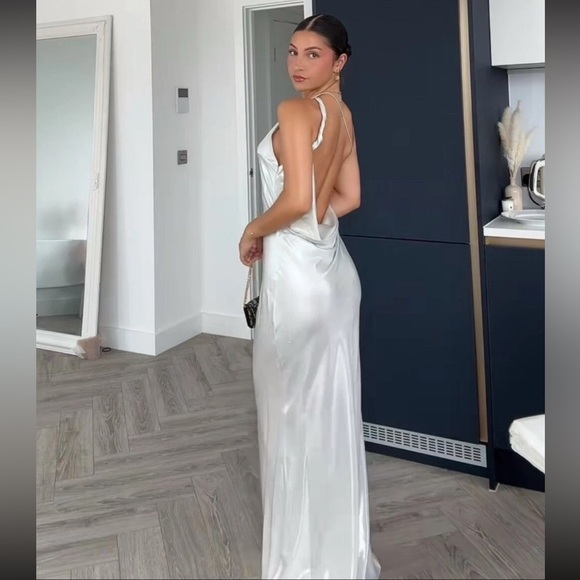 NWT ZARA LONG ASYMMETRIC FOIL DRESS - Picture 6 of 17